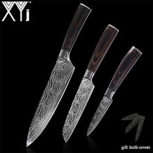 Load image into Gallery viewer, XYj 8 inch Utility Chef Stainless Steel Knives Imitation Damascus steel Santoku kitchen Knives Cleaver Slicing Knives Gift Knife