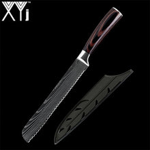 Load image into Gallery viewer, XYj 8 inch Utility Chef Stainless Steel Knives Imitation Damascus steel Santoku kitchen Knives Cleaver Slicing Knives Gift Knife