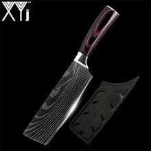 Load image into Gallery viewer, XYj 8 inch Utility Chef Stainless Steel Knives Imitation Damascus steel Santoku kitchen Knives Cleaver Slicing Knives Gift Knife