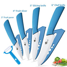 Load image into Gallery viewer, Ceramic Knives Kitchen knives 3 4 5 6 inch Chef knife Cook Set+peeler white zirconia blade Multi-color Handle High Quality