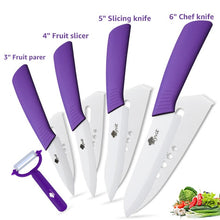 Load image into Gallery viewer, Ceramic Knives Kitchen knives 3 4 5 6 inch Chef knife Cook Set+peeler white zirconia blade Multi-color Handle High Quality