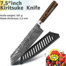 Load image into Gallery viewer, Kitchen knife Chef Knives 8 inch Japanese 7CR17 440C High Carbon Stainless Steel Sanding Laser Pattern Vegetable Santoku Knife