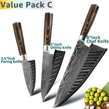 Load image into Gallery viewer, Kitchen knife Chef Knives 8 inch Japanese 7CR17 440C High Carbon Stainless Steel Sanding Laser Pattern Vegetable Santoku Knife