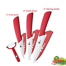 Load image into Gallery viewer, Ceramic Knives Kitchen knives 3 4 5 6 inch Chef knife Cook Set+peeler white zirconia blade Multi-color Handle High Quality