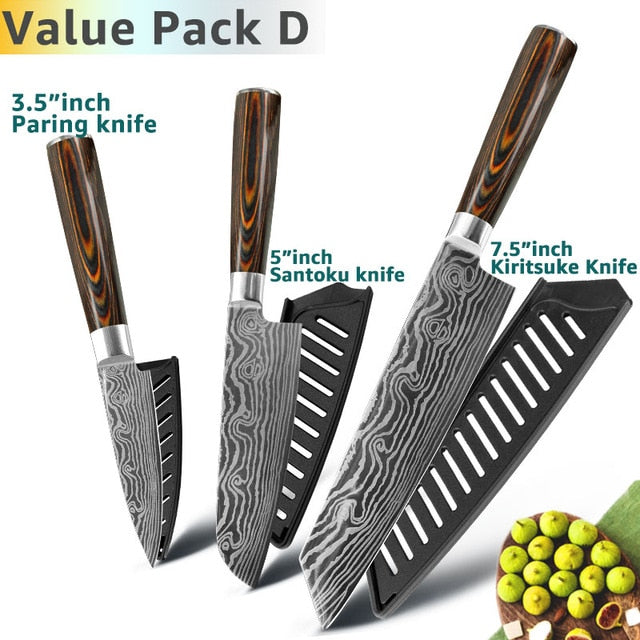 Senken Knives 8 Piece High Carbon Stainless Steel Assorted Knife