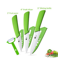 Load image into Gallery viewer, Ceramic Knives Kitchen knives 3 4 5 6 inch Chef knife Cook Set+peeler white zirconia blade Multi-color Handle High Quality
